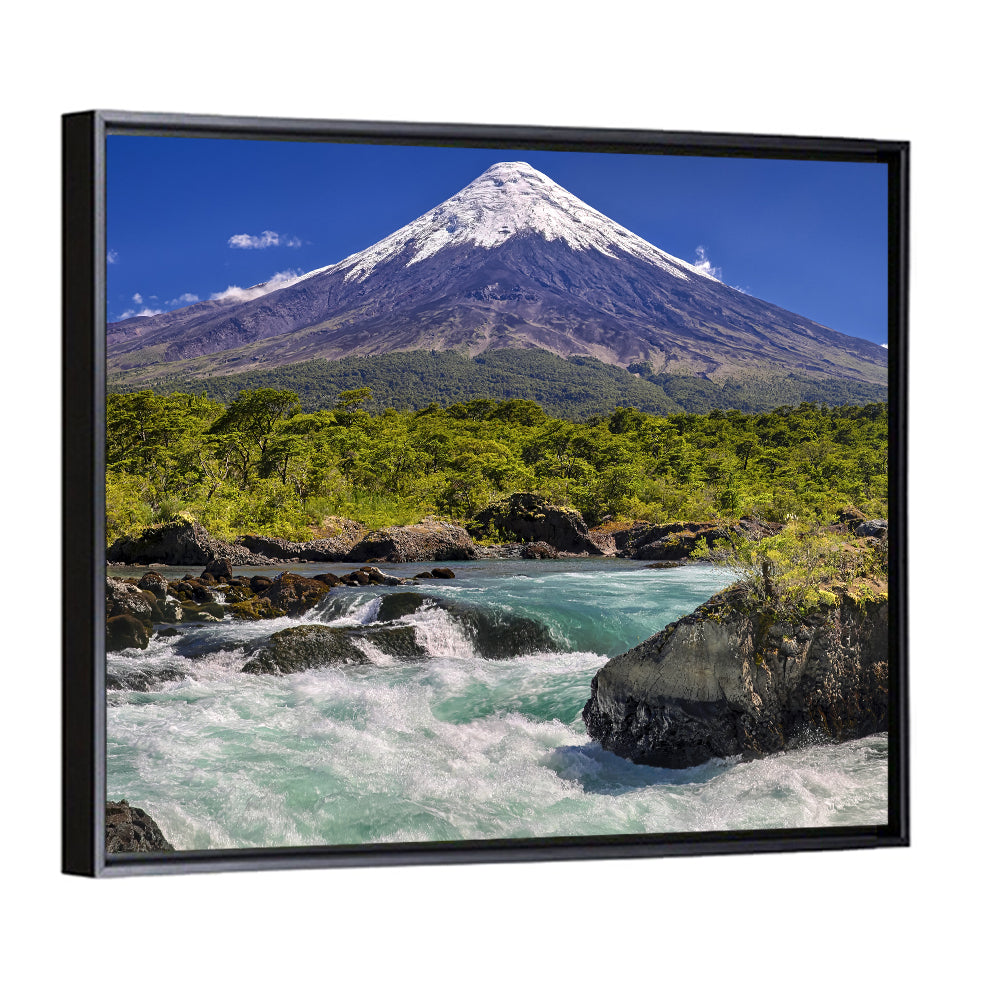 Osorno Volcano Over Petrohue Rapids Wall Art