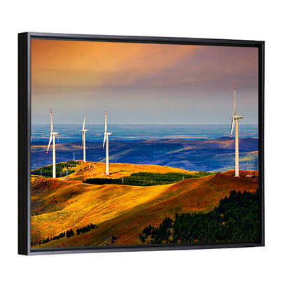 Golden Hour Wind Turbines Wall Art