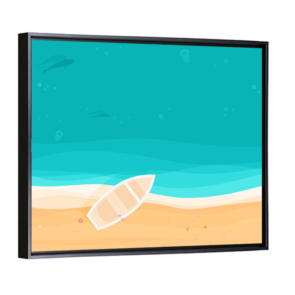 Sandy Beach Aerial Illustration Wall Art