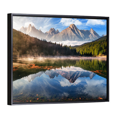 Morning Mist Mountain Lake Wall Art