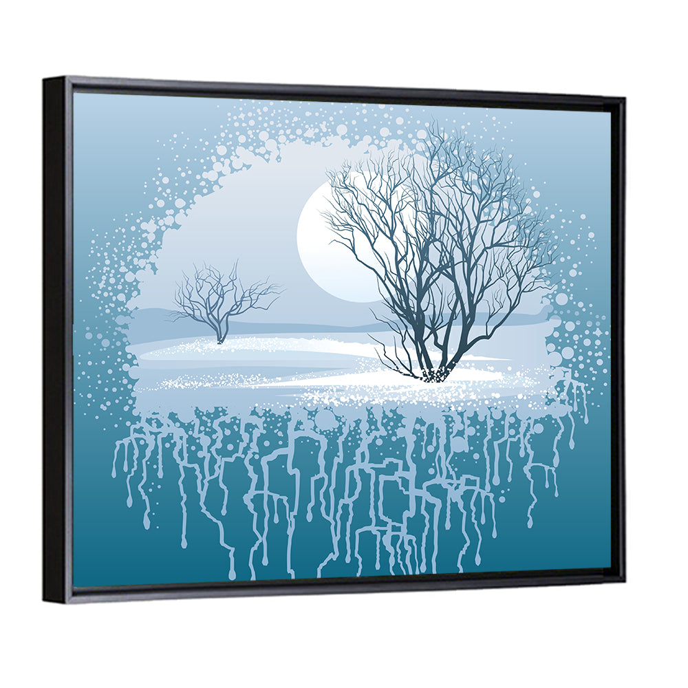 Moonlit Winter Tree Illustration Wall Art