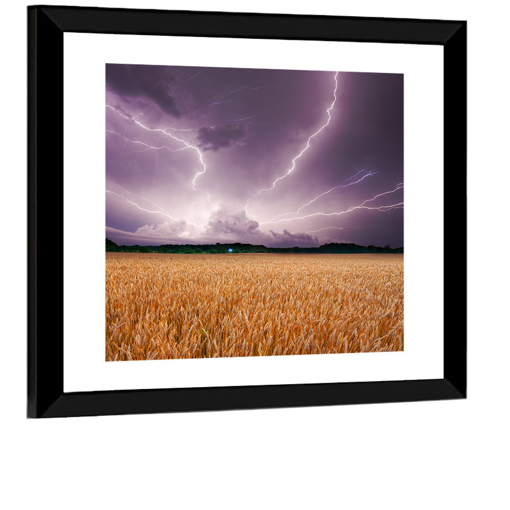 Lightning Over Wheat Field Wall Art