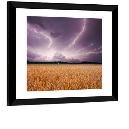 Lightning Over Wheat Field Wall Art