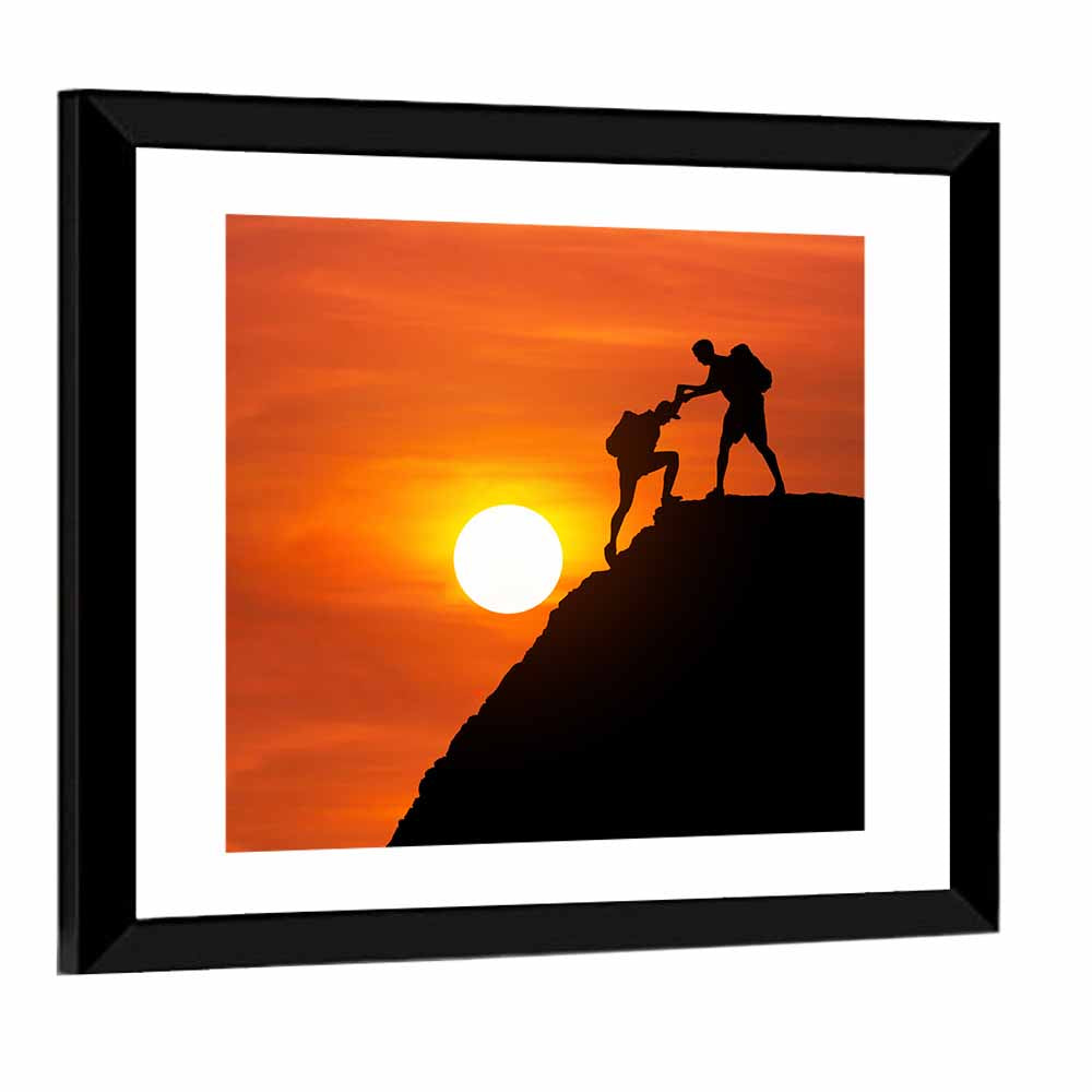 Mountaineer Silhouette at Sunset Wall Art