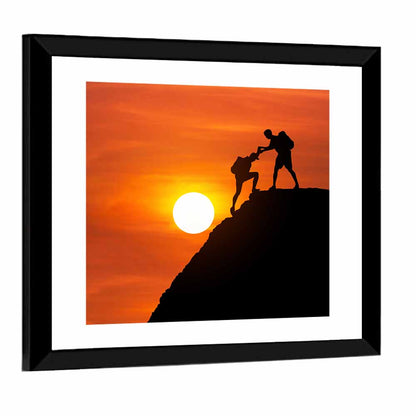 Mountaineer Silhouette at Sunset Wall Art