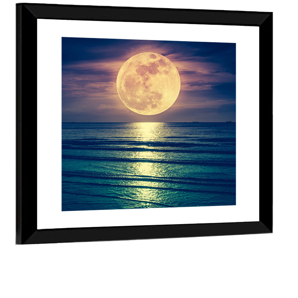 Supermoon Over Calm Sea Wall Art