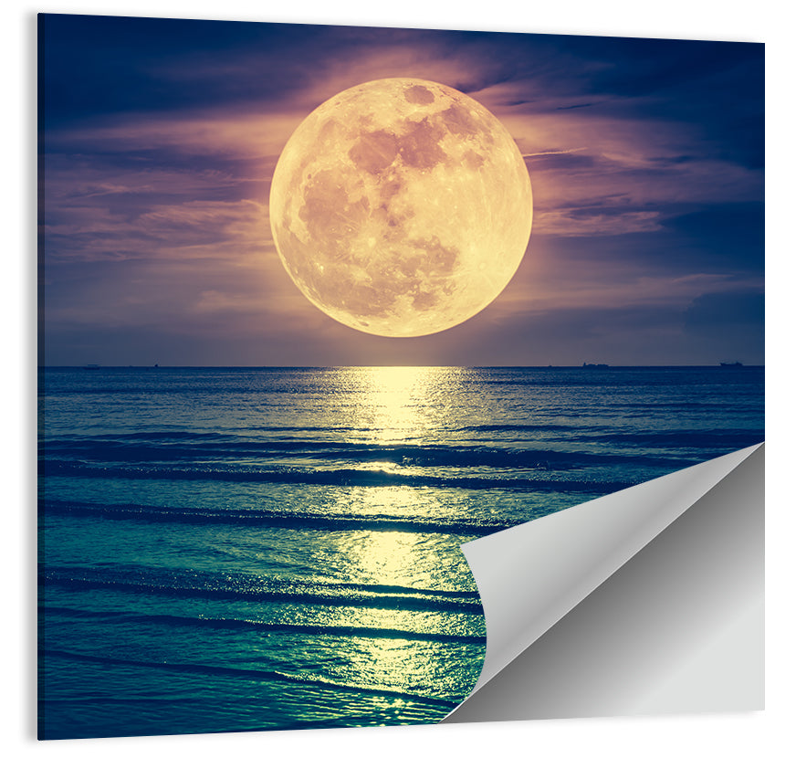 Supermoon Over Calm Sea Wall Art