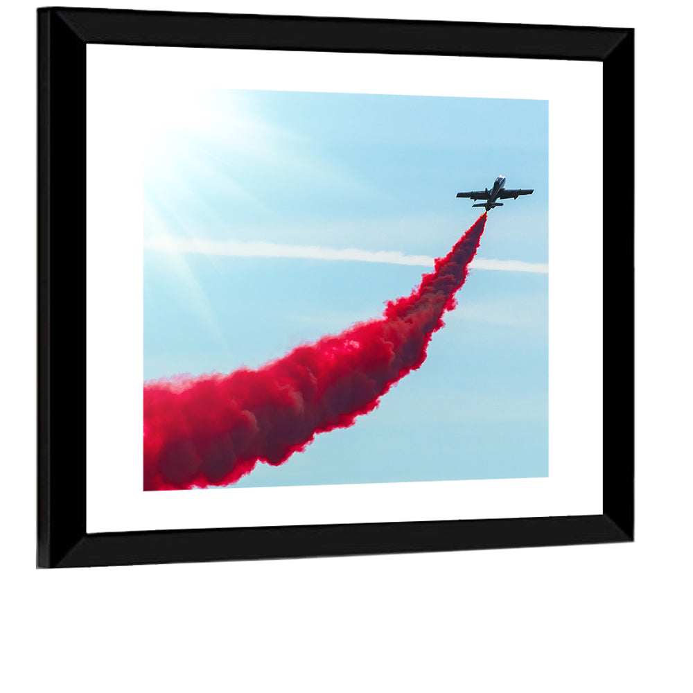 Jet with Red Smoke Trail Wall Art