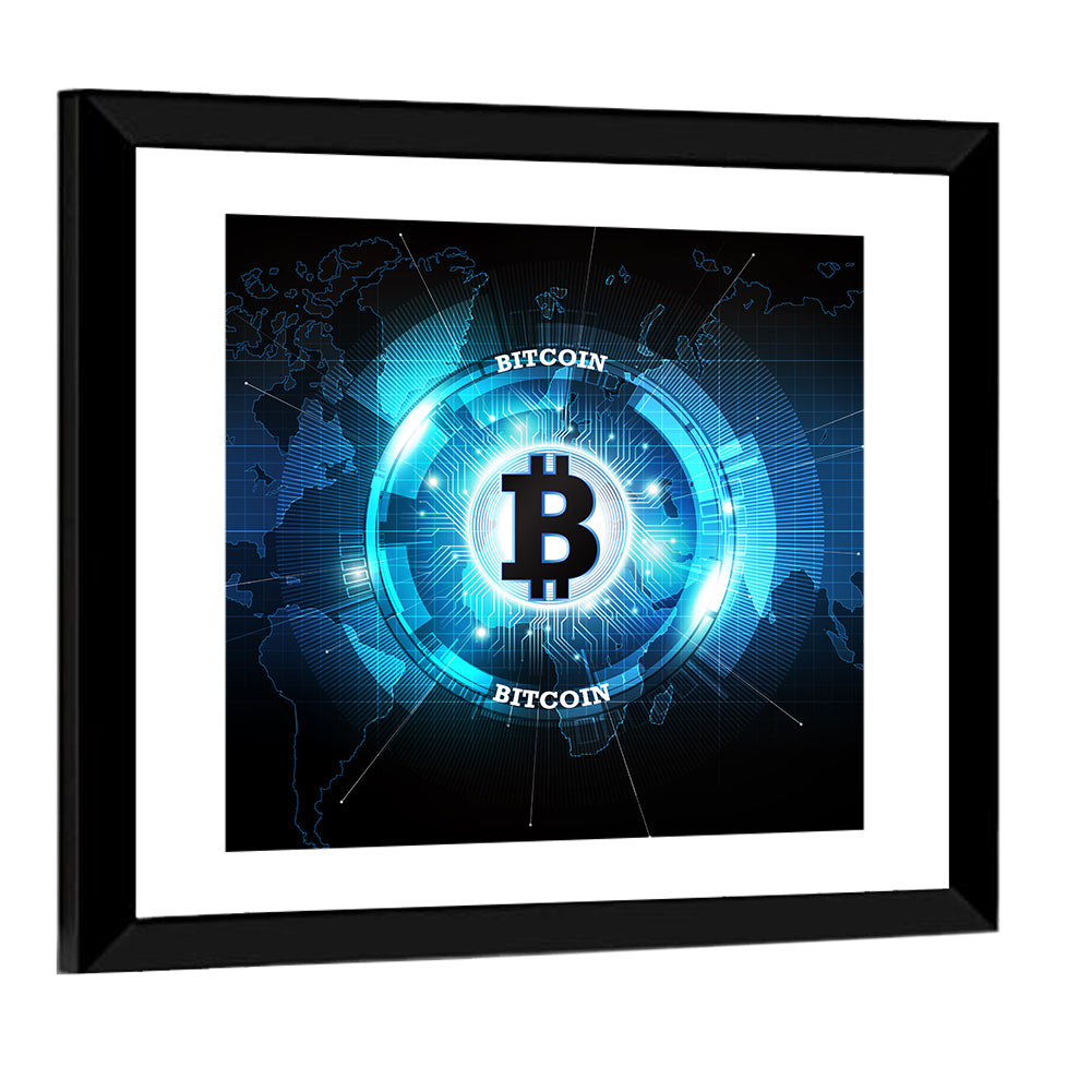 Futuristic Bitcoin Globe Wall Art