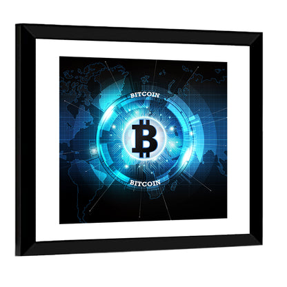 Futuristic Bitcoin Globe Wall Art