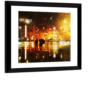 Couple in Rain Abstract Wall Art