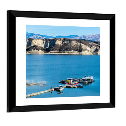 Lake Cachuma Dock and Mountains Wall Art