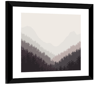 Foggy Forest Illustration Wall Art