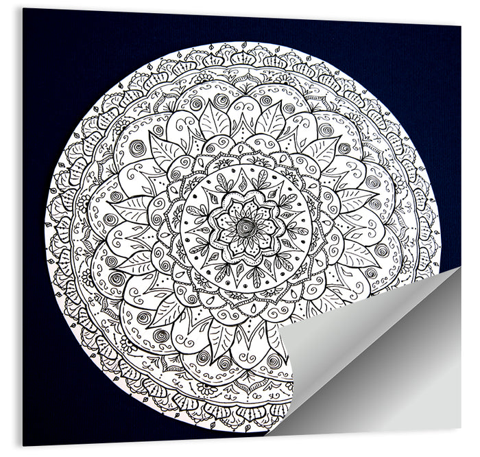 Navy Ornamental Mandala Wall Art as a poster print