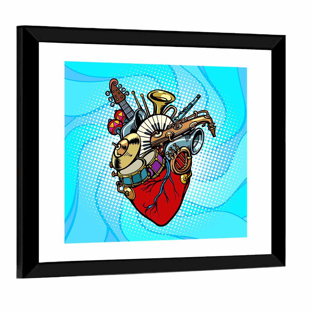 Jazz Orchestra Heart Illustration Wall Art