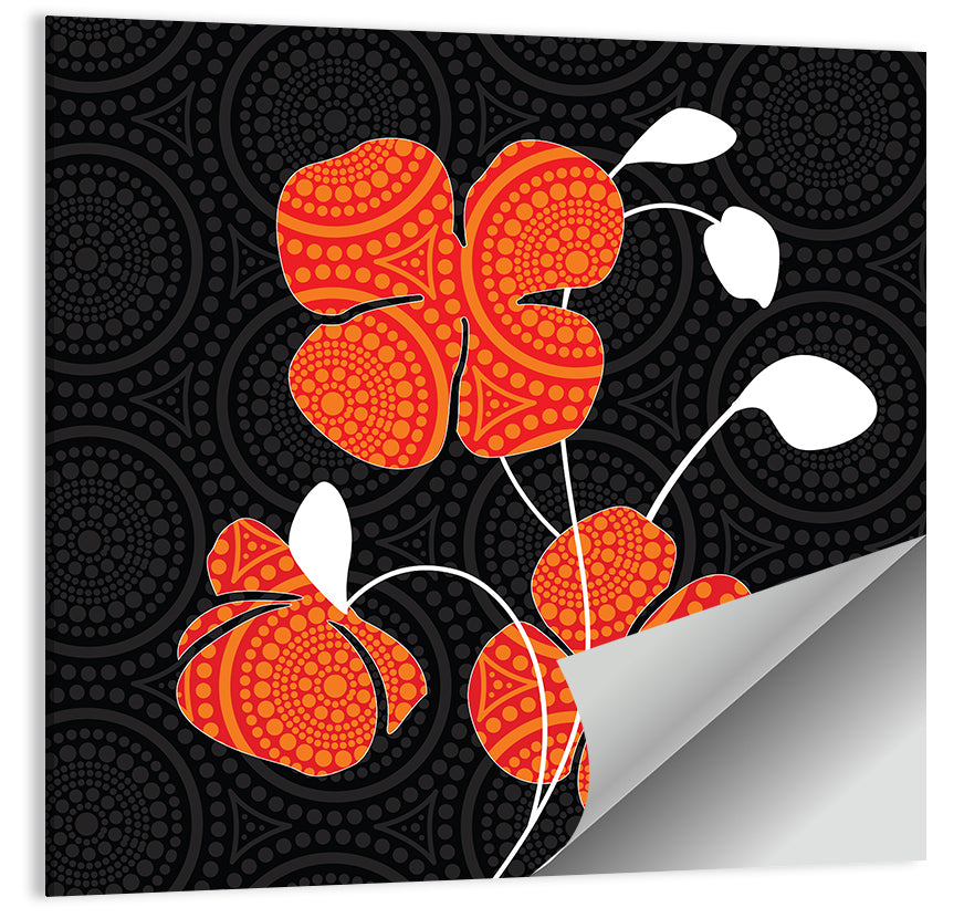 Black and Orange Poppy Illustration Wall Art
