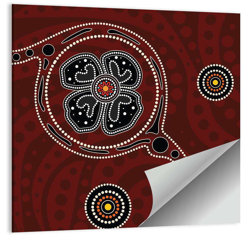 Aboriginal Dotted Poppy Floral Wall Art