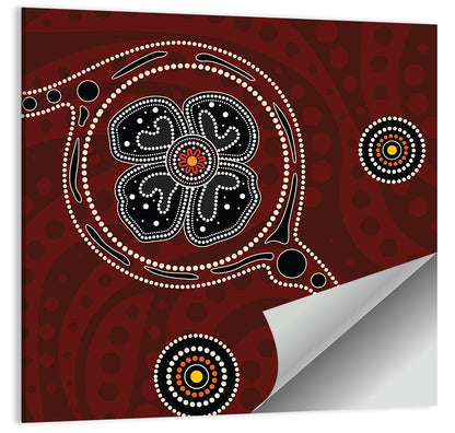 Aboriginal Dotted Poppy Floral Wall Art