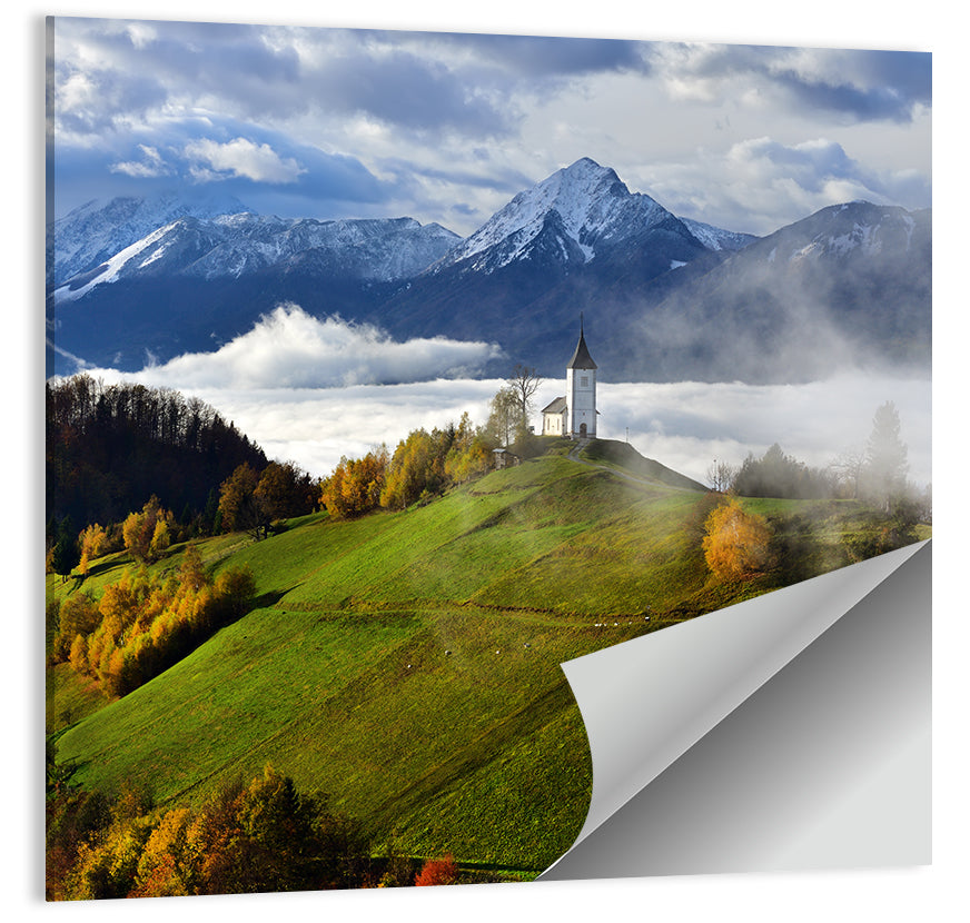 Jamnik Church on Misty Hill Wall Art