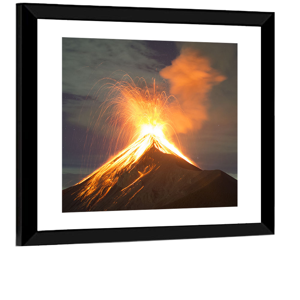 Starry Night Volcano Eruption Wall Art