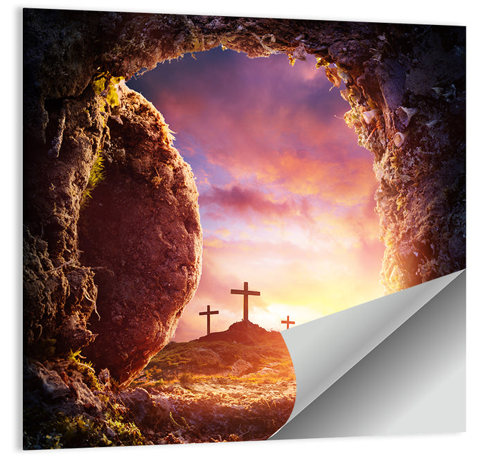 Three Crosses at Sunrise Wall Art as a poster print