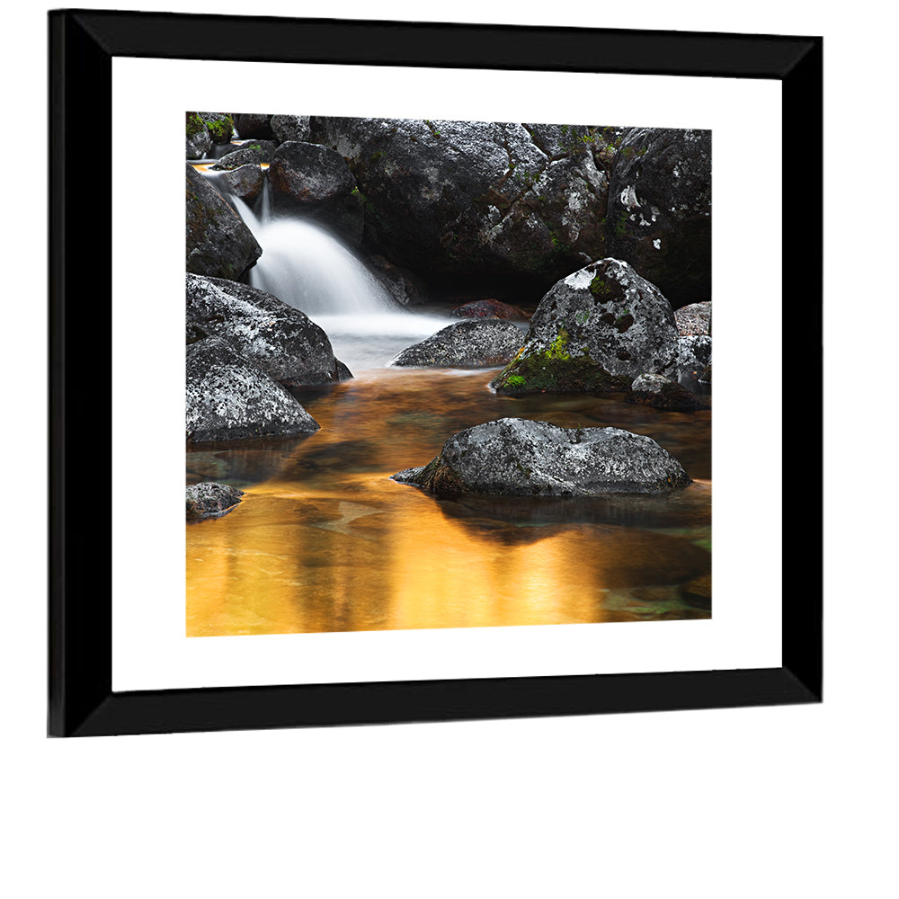 Golden Stream Waterfall Wall Art