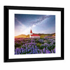 Vik I Myrdal Church Under Milky Way Wall Art
