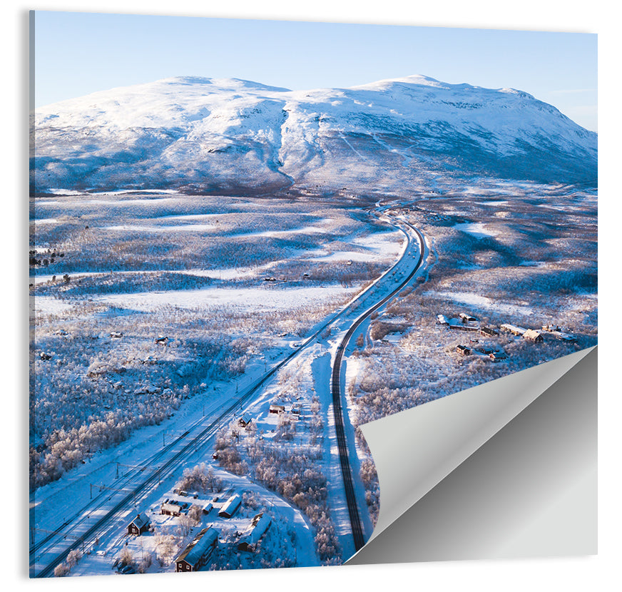 Snowy Valley with Parallel Tracks Wall Art