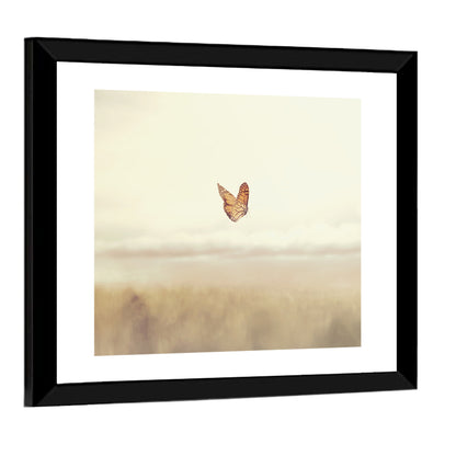 Monarch Over Beige Field Wall Art
