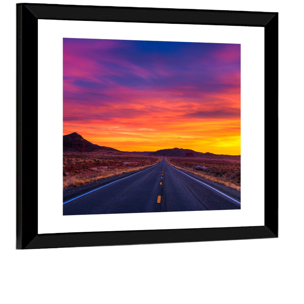 Infinite Desert Road Sunset Wall Art