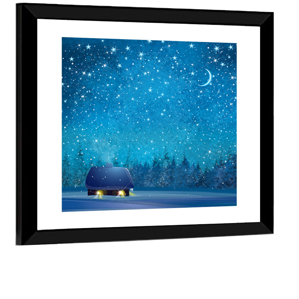 Winter Wonderland Night Illustration Wall Art