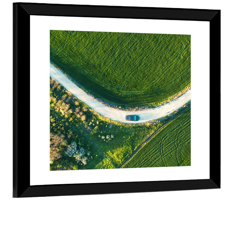 Aerial Farm Fields at Golden Hour Wall Art