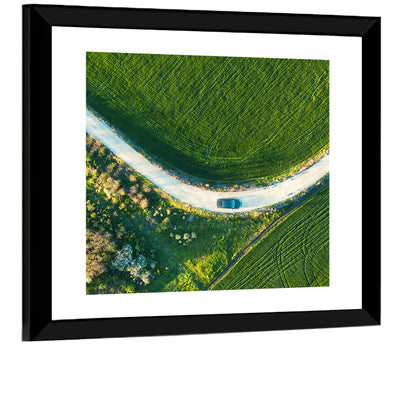Aerial Farm Fields at Golden Hour Wall Art