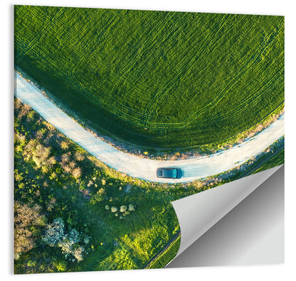 Aerial Farm Fields at Golden Hour Wall Art