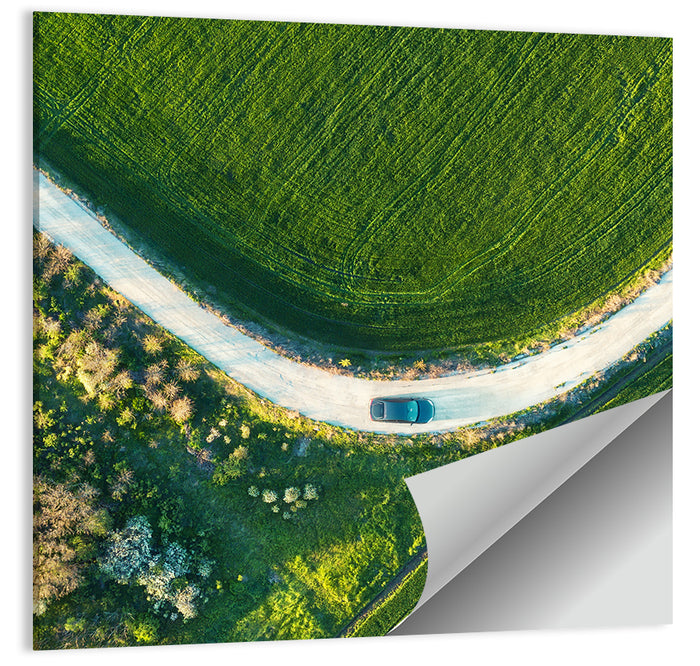 Aerial Farm Fields at Golden Hour Wall Art as a poster print