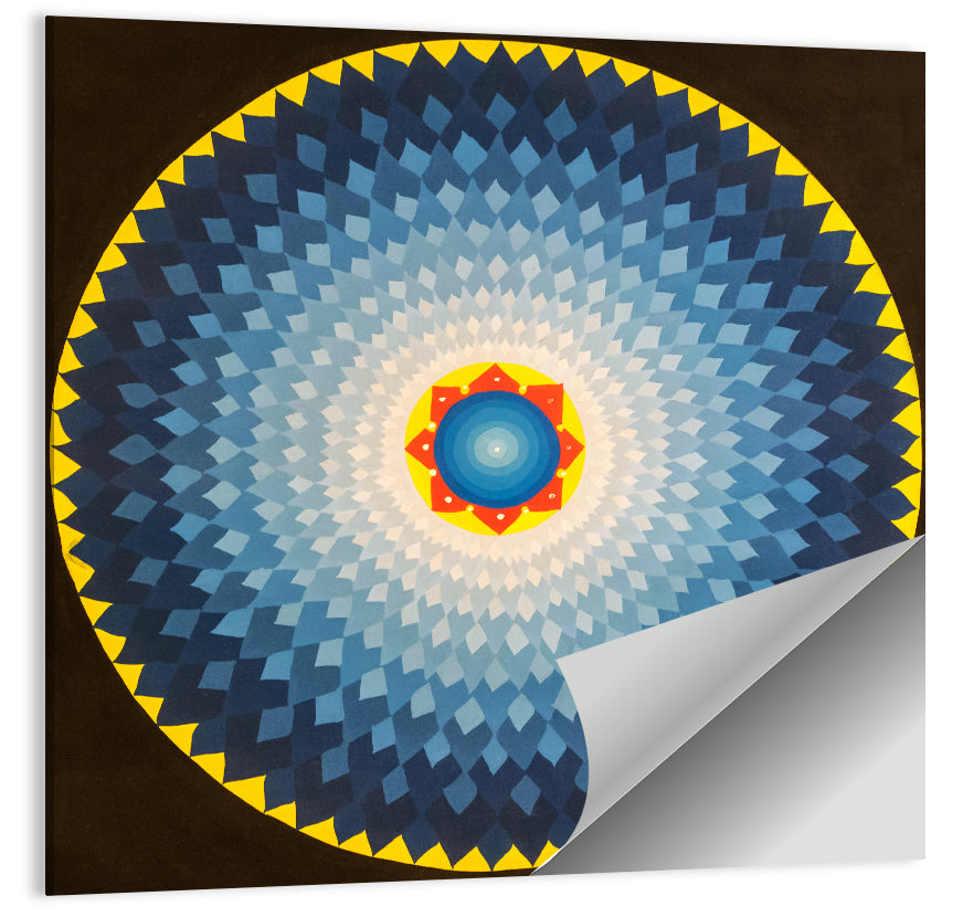 Radiant Blue Sunburst Mandala Wall Art