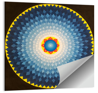 Radiant Blue Sunburst Mandala Wall Art