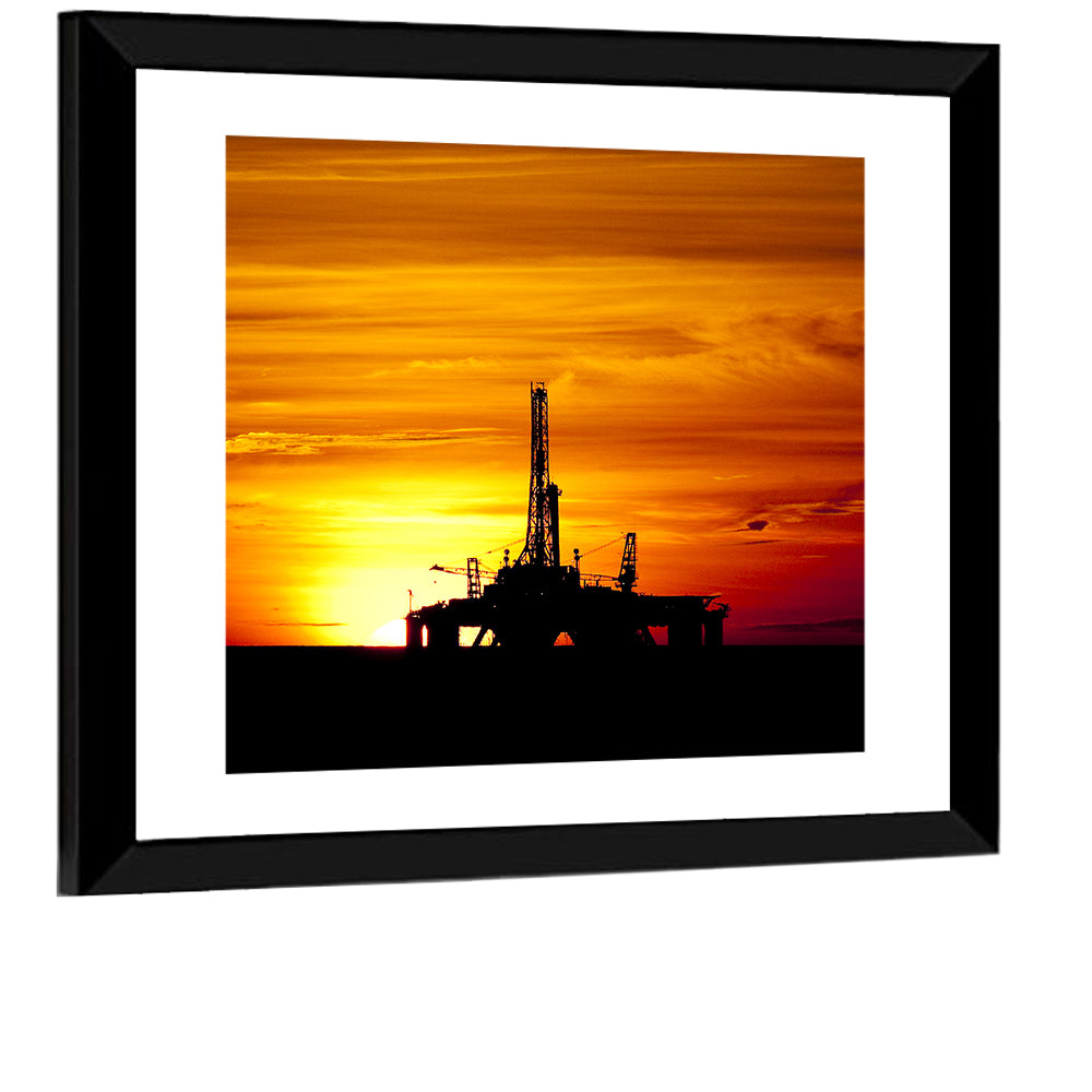 Offshore Oil Rig at Sunset Wall Art