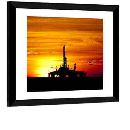 Offshore Oil Rig at Sunset Wall Art