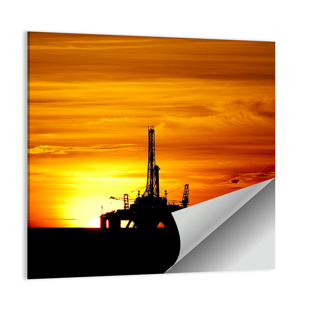 Offshore Oil Rig at Sunset Wall Art