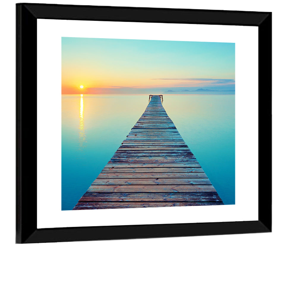 Wooden Footbridge at Sunset Wall Art