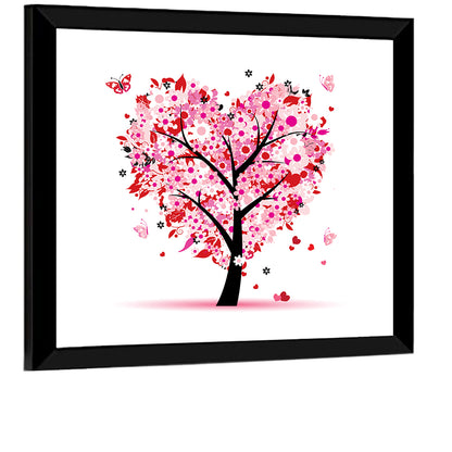 Pink Heart Tree Wall Art