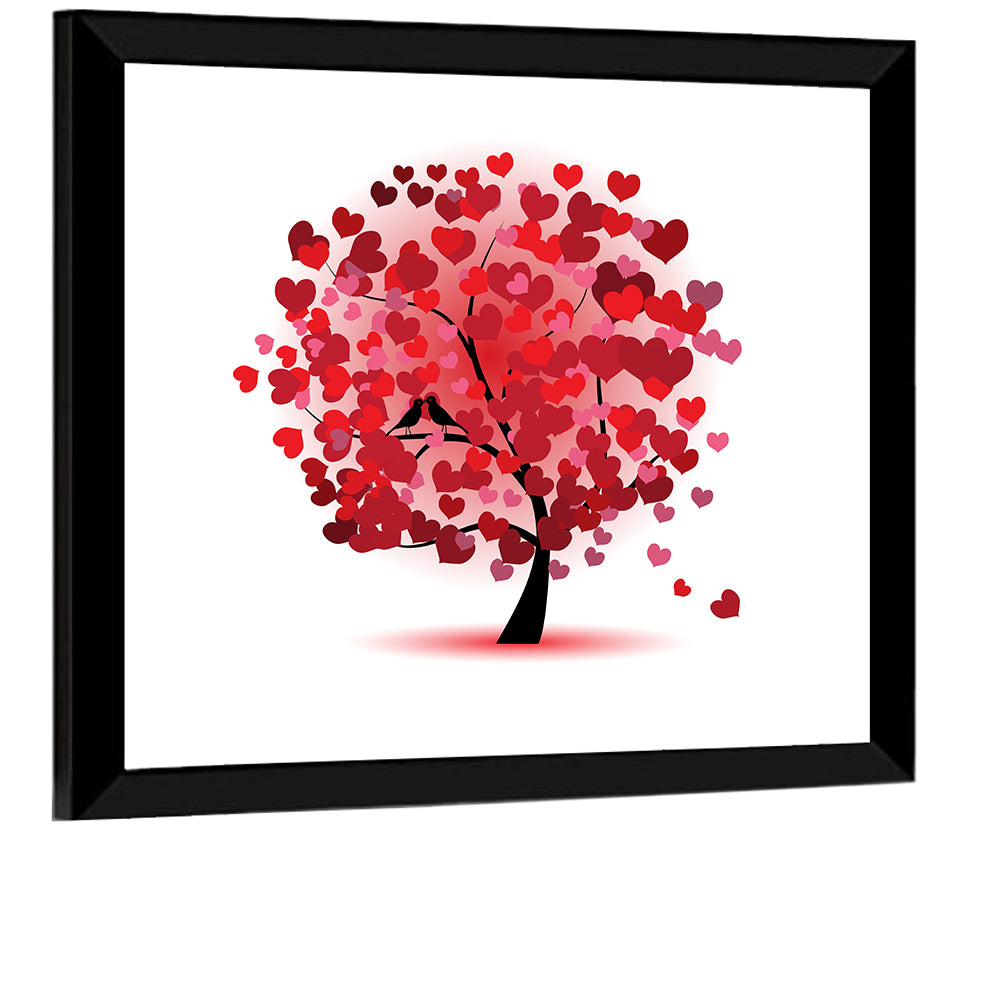 Heart Tree with Kissing Birds Wall Art