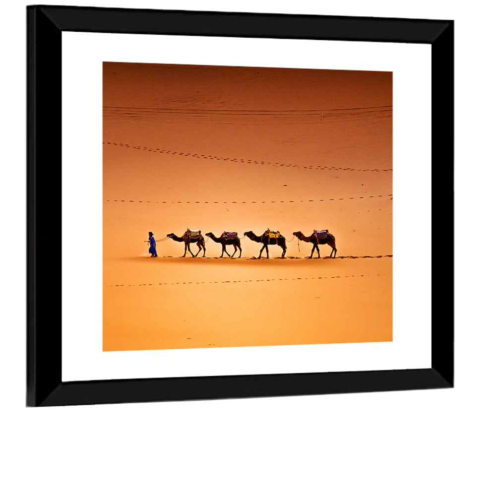 Camels In Sahara Desert Wall Art