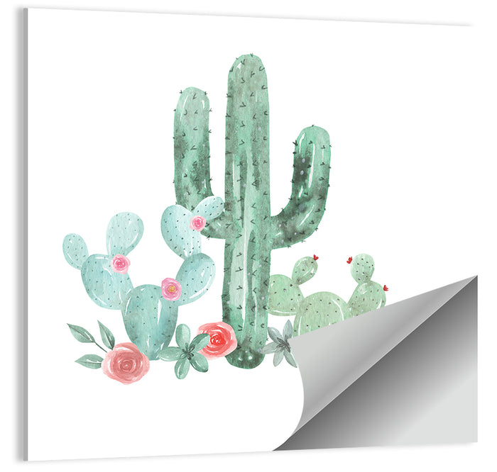 Watercolor Cactus Bouquet Wall Art as a poster print