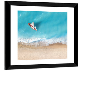 Aerial Beach & Yacht Wall Art