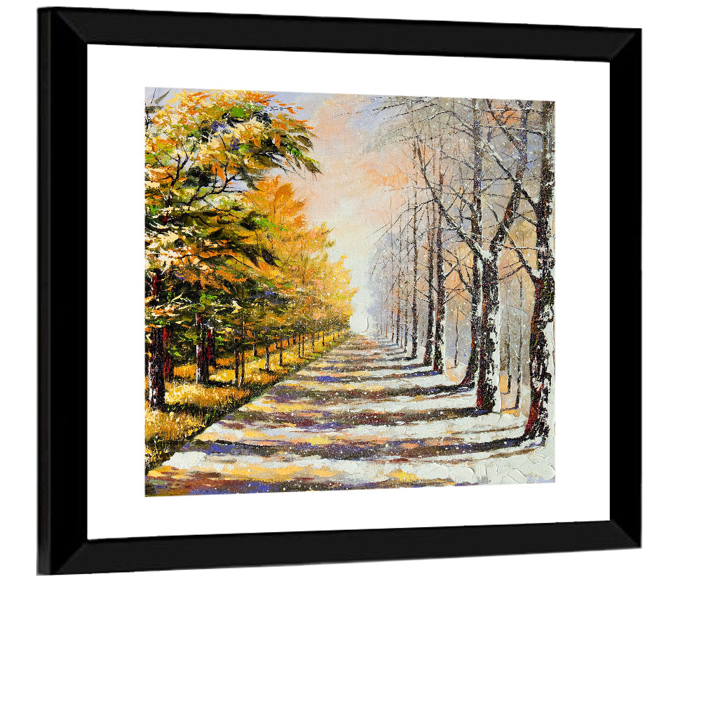 Autumn to Winter Forest Path Wall Art