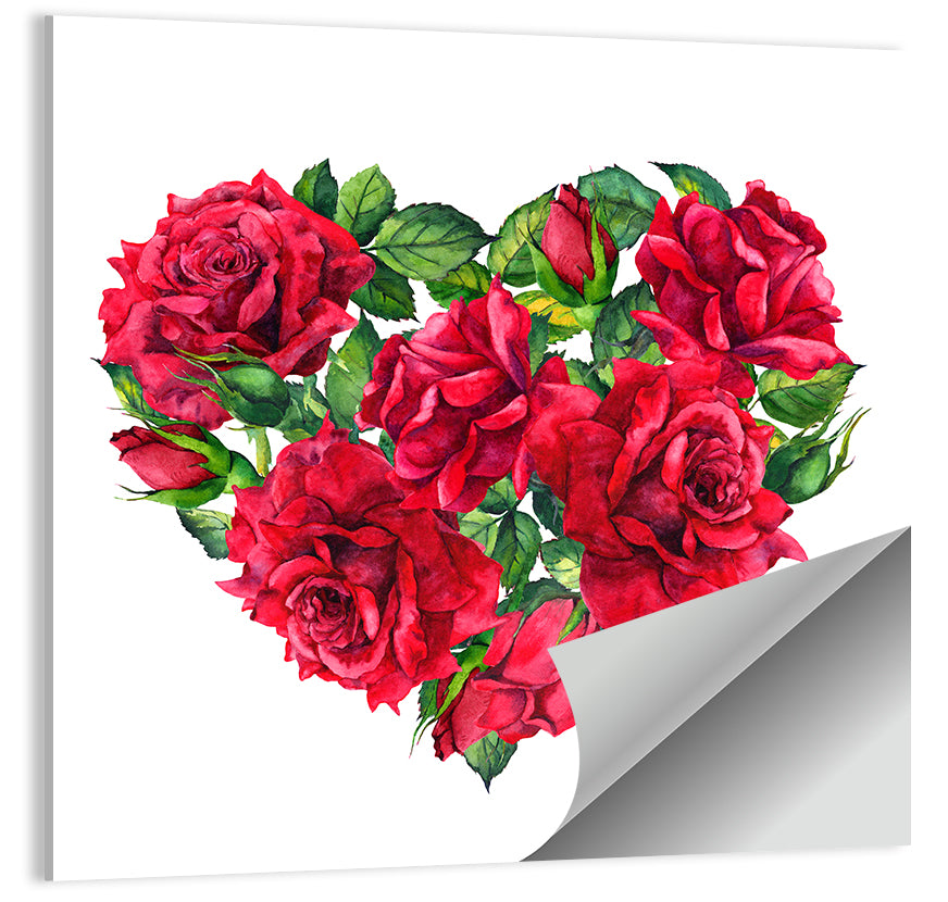 Watercolor Rose Heart Wall Art