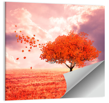 Red Autumn Tree Wall Art