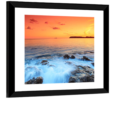Dubrovnik Sunset Over Rocky Shore Wall Art